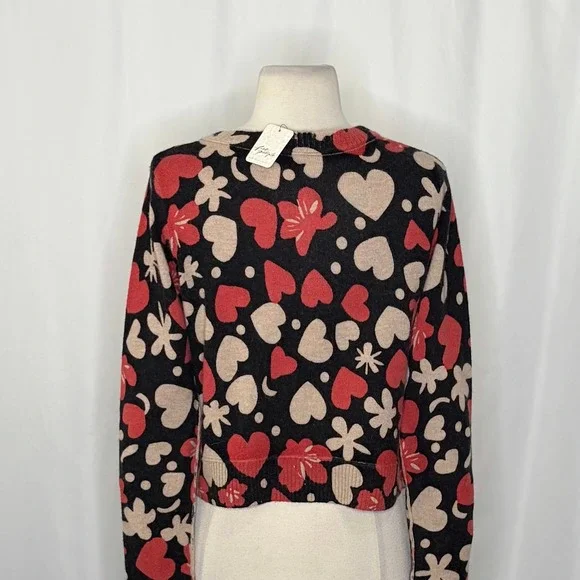 NWT!! FREE PEOPLE Nocturnal Patterned Cardi Black Retro Combo Hearts Floral XS - Picture 11 of 16